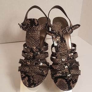 Nine West 5"heel, 9M, open toe faux snake sandal